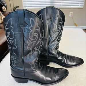 Justin Black Genuine Leather Cowboy Boots size 10.5 E